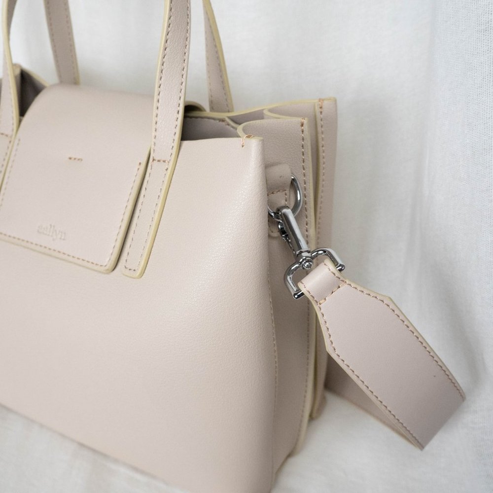😍The Stella Genuine Leather Satchel Bag - Cream - Picture 12 of 14